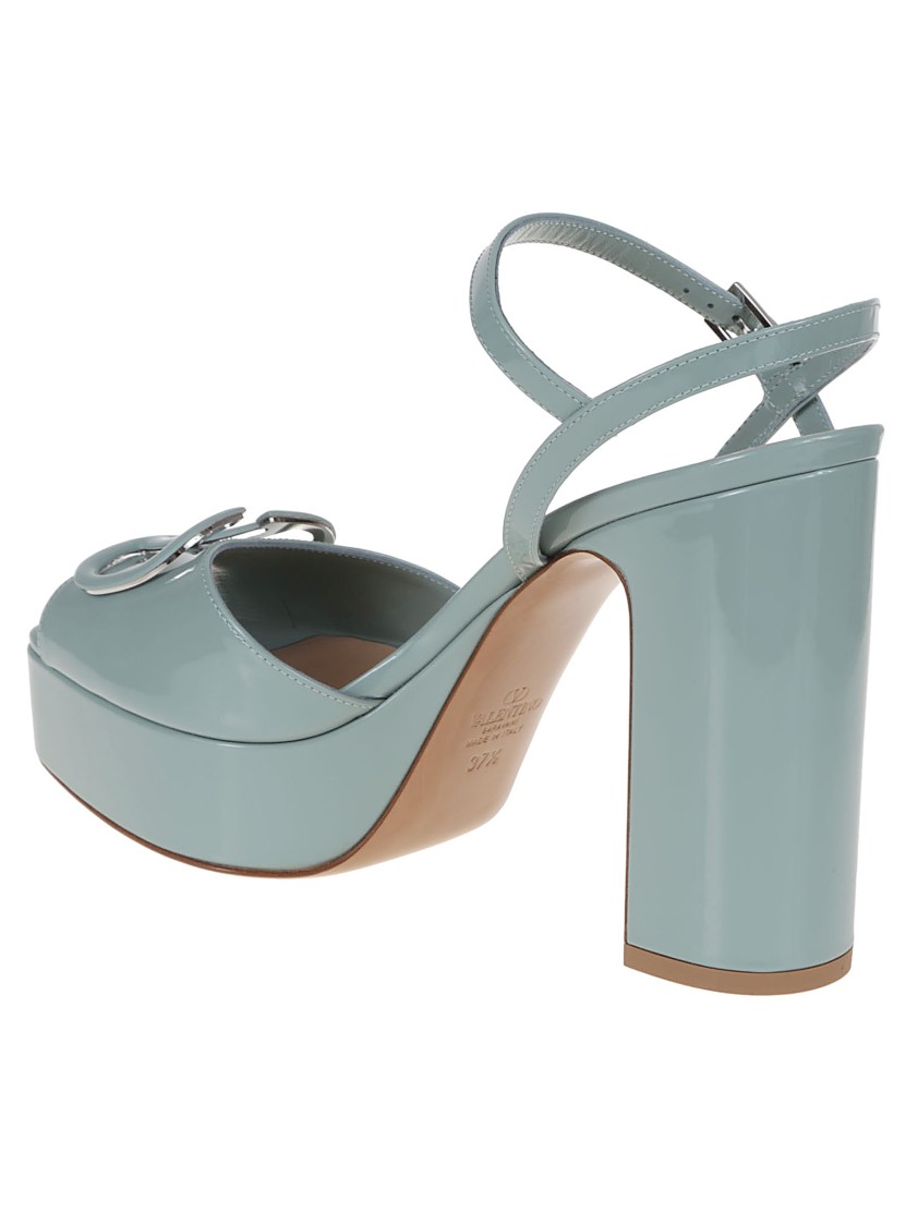 Valentino Patent Leather Sandal In Blue