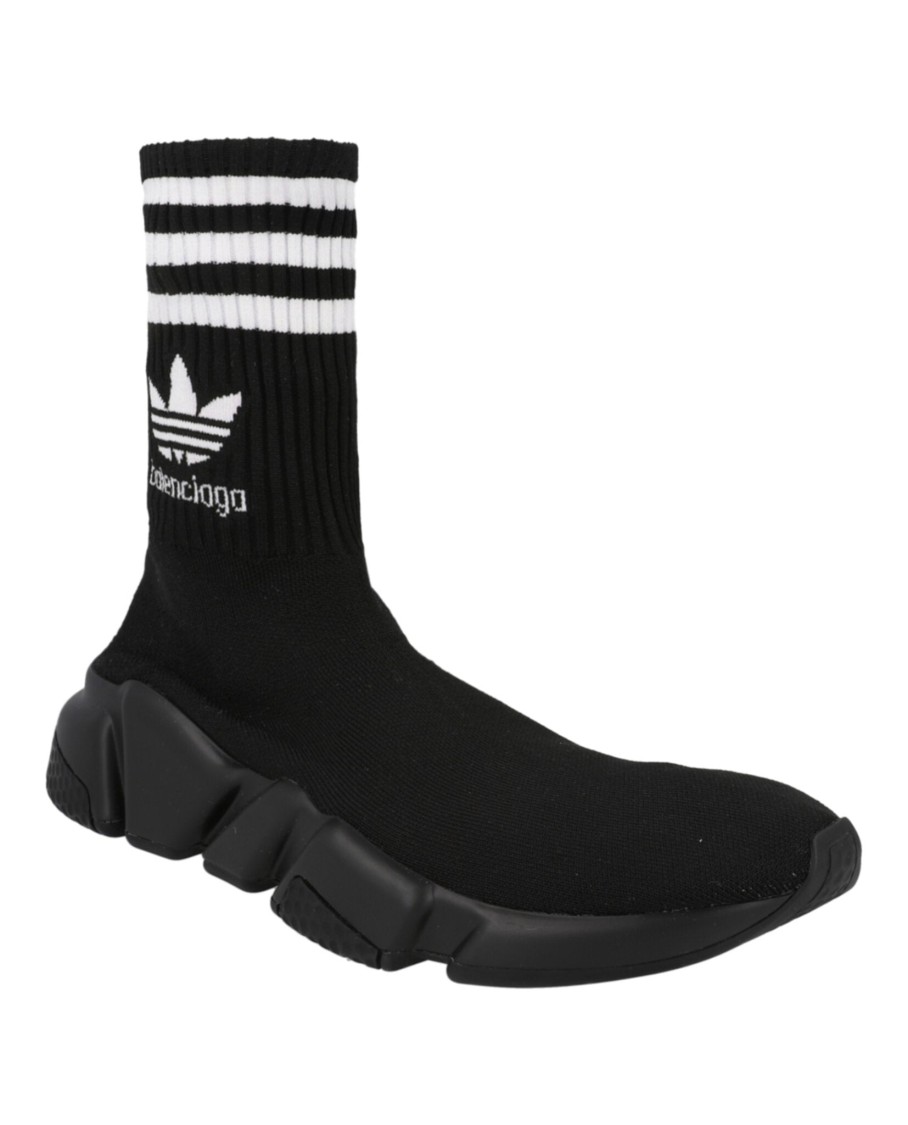 Balenciaga Speed Lt Leather Sneaker B In Black