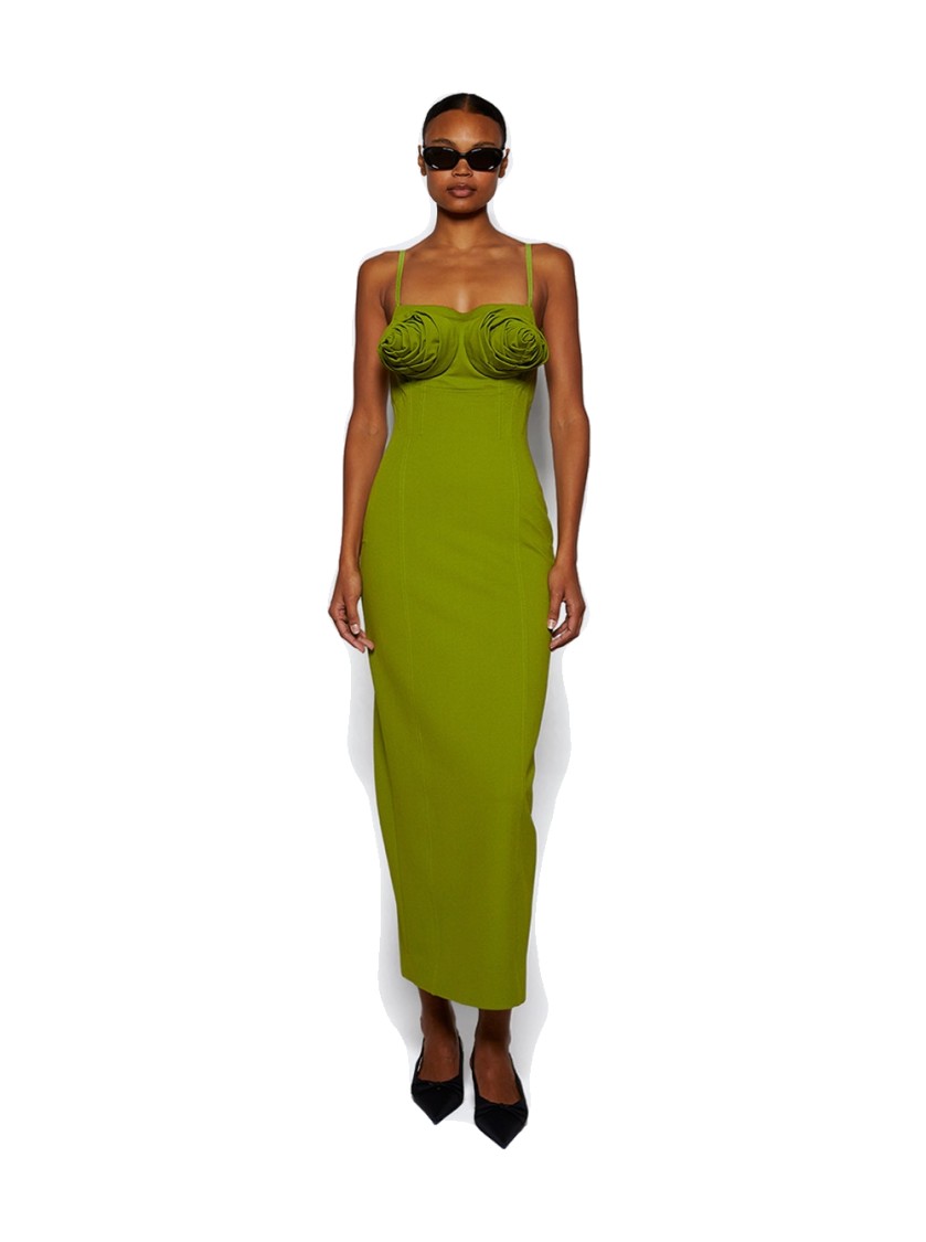 Shop Jean Paul Gaultier Conical Bra Cup Dress Acid Green