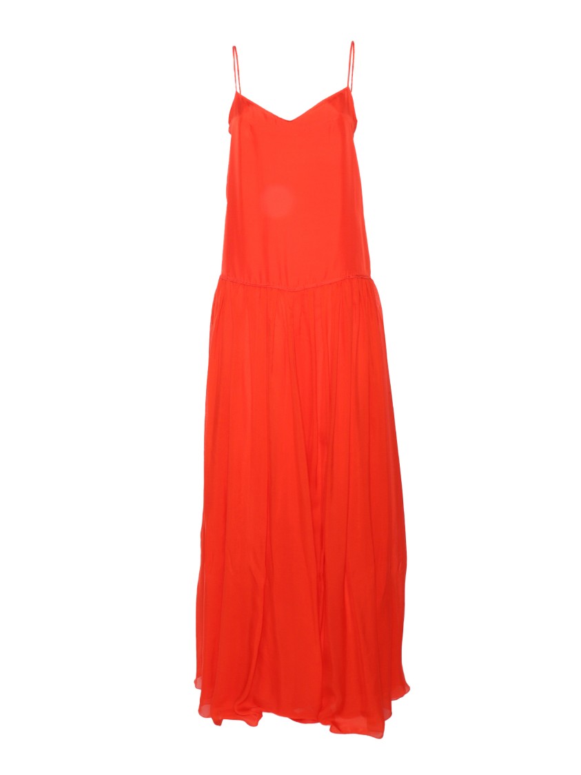 Forte Forte Flowing Silk Maxi Dress With Spaghetti Straps In Orange