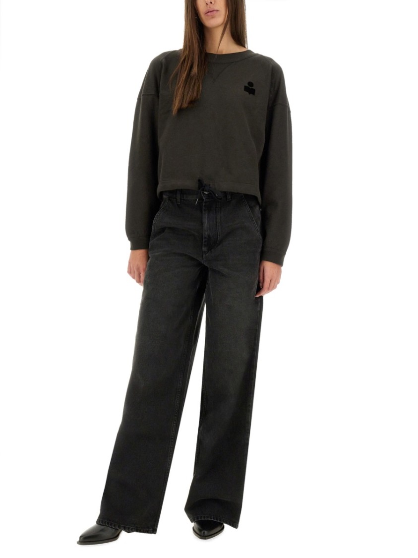 Isabel Marant Étoile Marant Etoile Margo Logo Cotton Crewneck Sweatshirt In Black