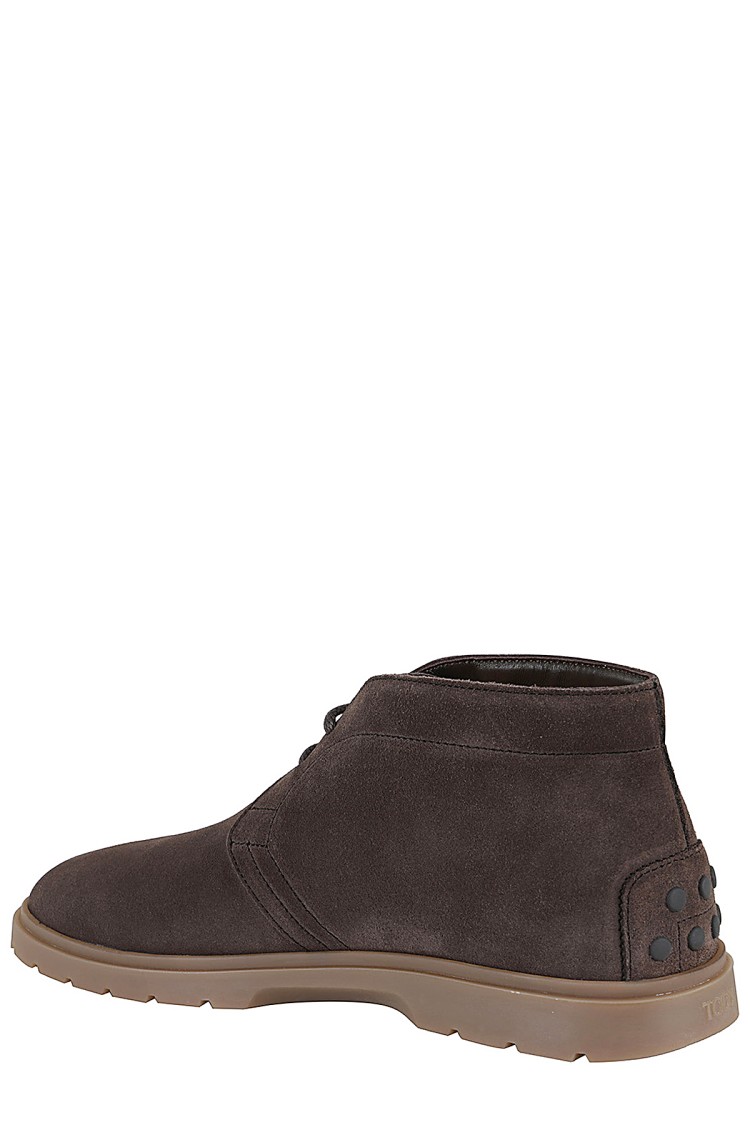 Tod's Round Toe Suede Ankle Boots In Brown