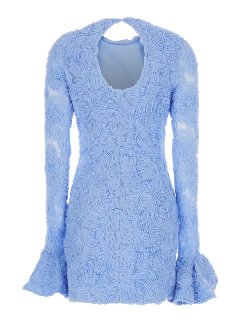 Shop Rotate Birger Christensen Rotate Flower Mesh Mini Dress In Blue