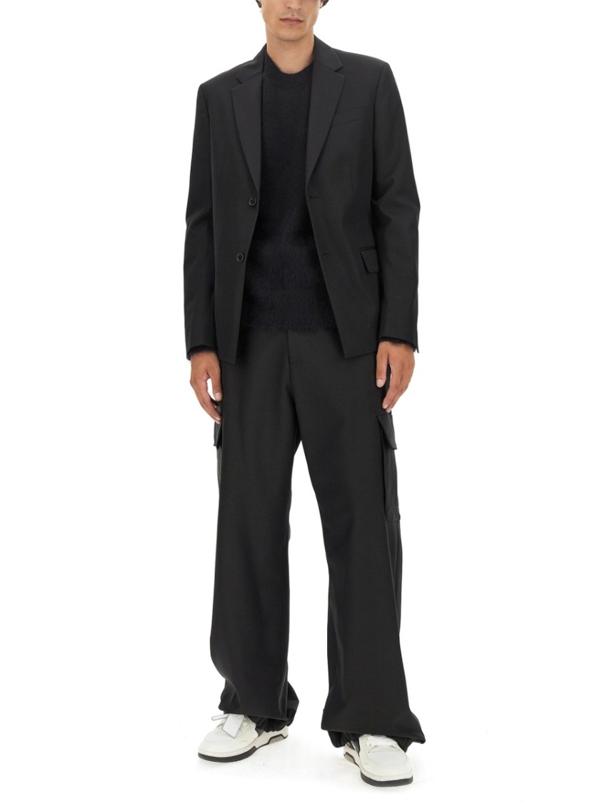 Off-white Strap Relax Black Virgin Wool Jacket In Black
