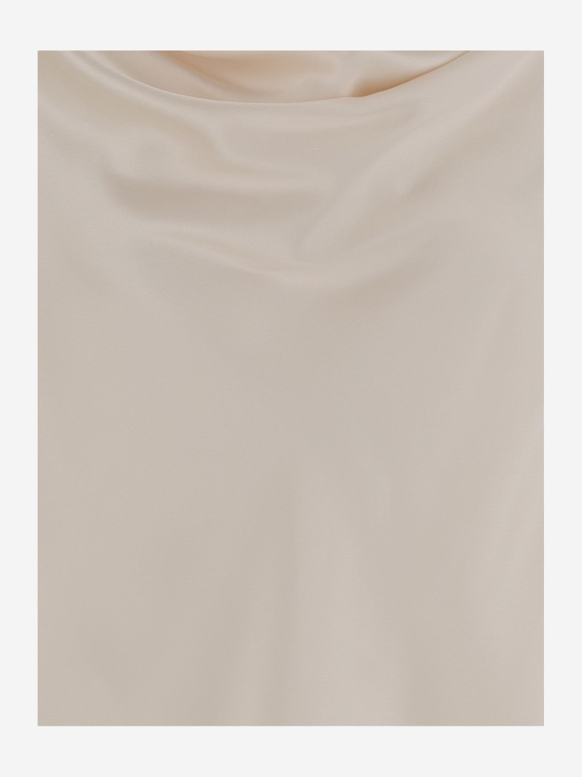 Sa Su Phi Beige Silk And Viscose Draped Top In Neutrals