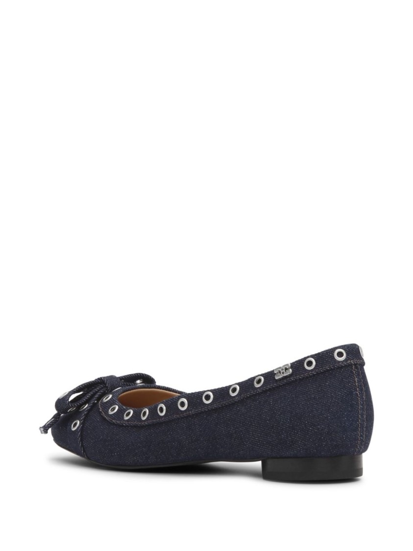 Shop Ganni Classic Ballerina Blue Shoes In Black