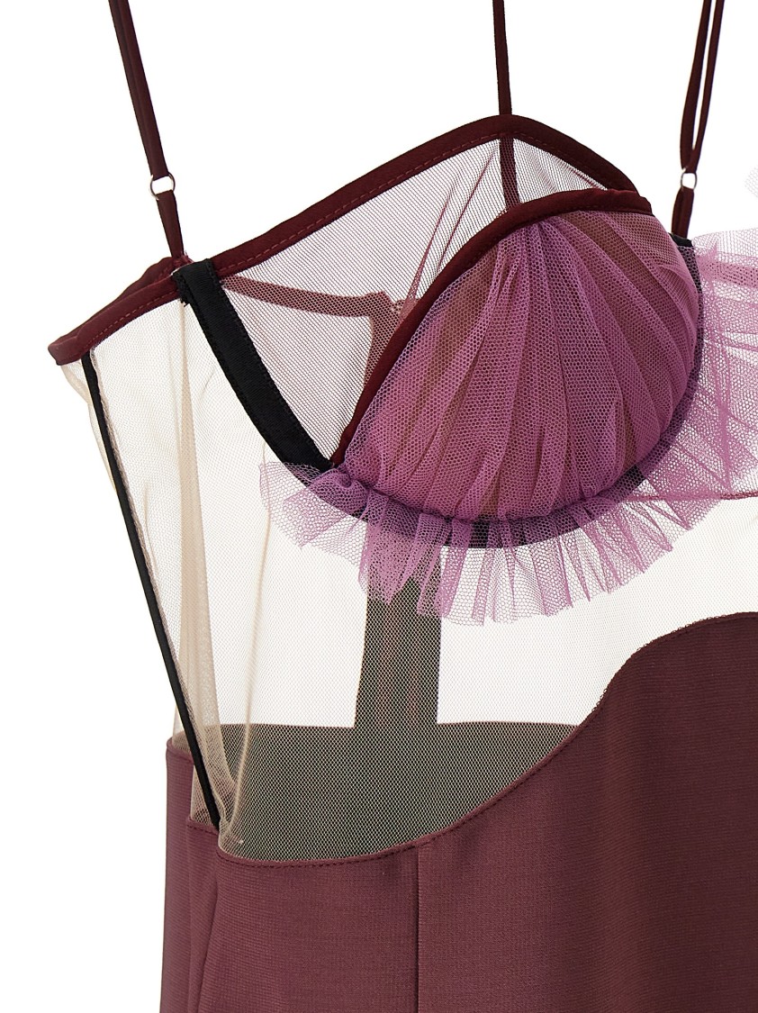 Nensi Dojaka 'explosive Flower Bra' Dress In Burgundy