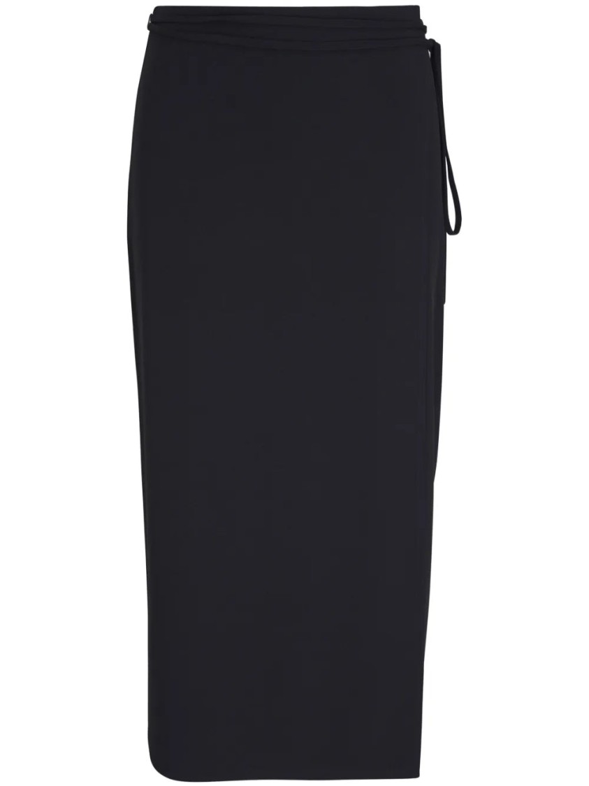 Vince Tie-fastening Wrap Midi Skirt In Black