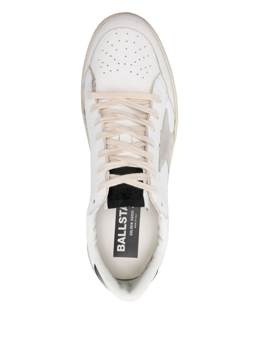 Golden Goose White Leather Sneakers With Subtle Star Accent In White