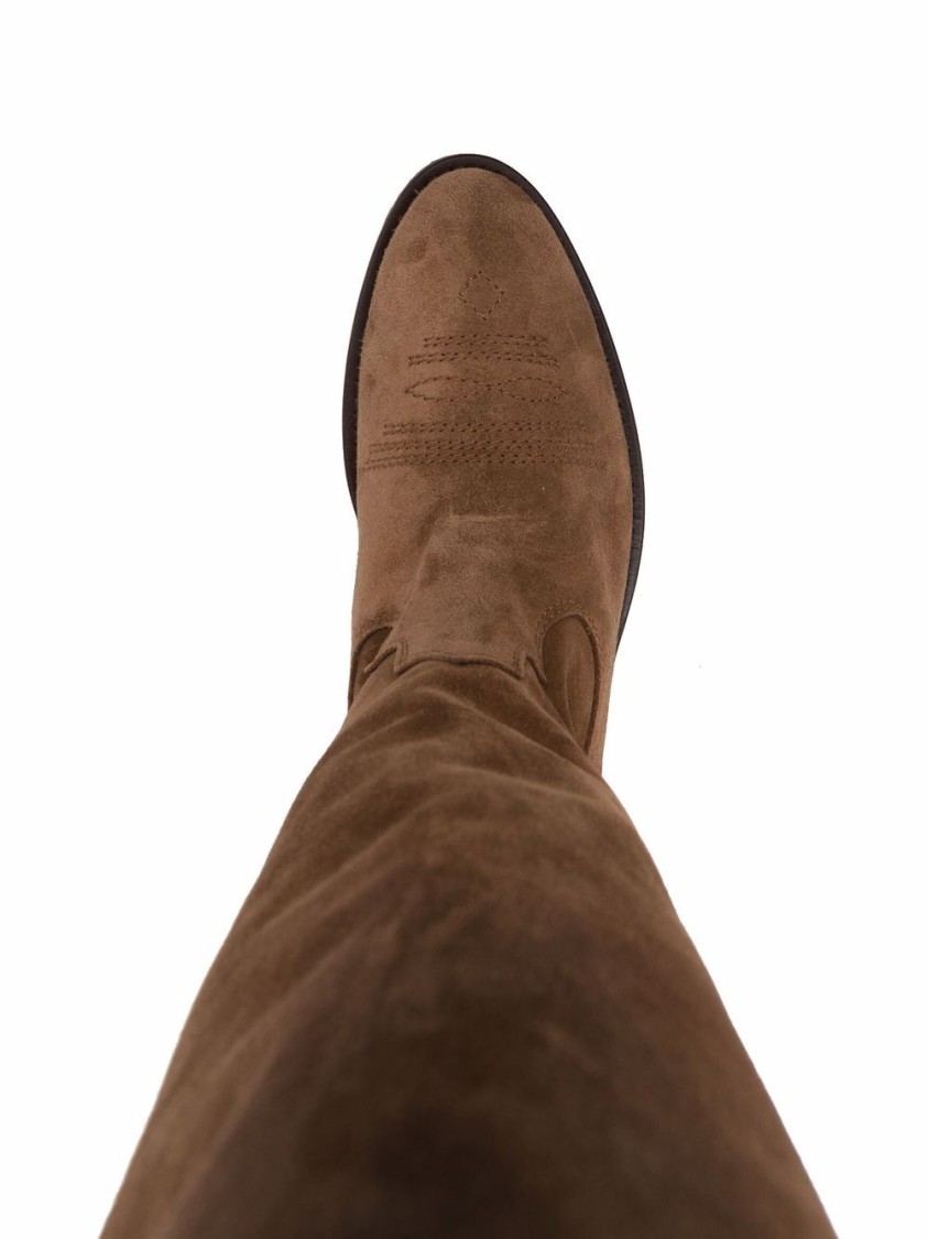 Via Roma 15 Almond Toe Camel-brown Leather Suede Boots In Brown