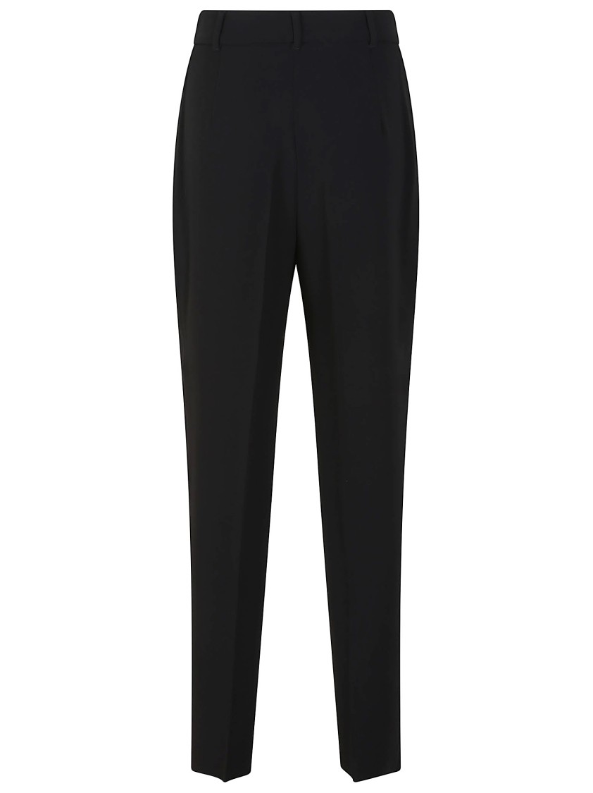 Max Mara Straight-leg Trousers With High Waist And Pleat Detail In Black
