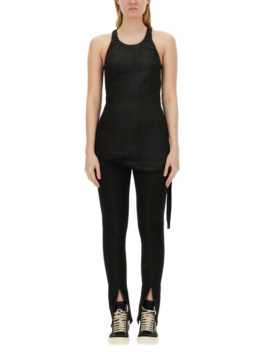Rick Owens Drkshdw Drkshdw By Rick Owens Slim-fit Denim Top With Halter Neckline In Black