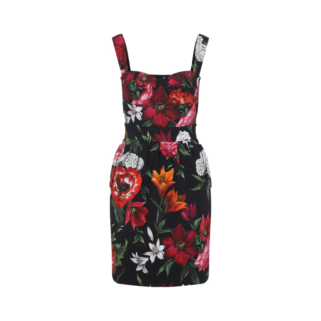 Dolce & Gabbana Multicolor Flower Cotton Midi Dress In Multi