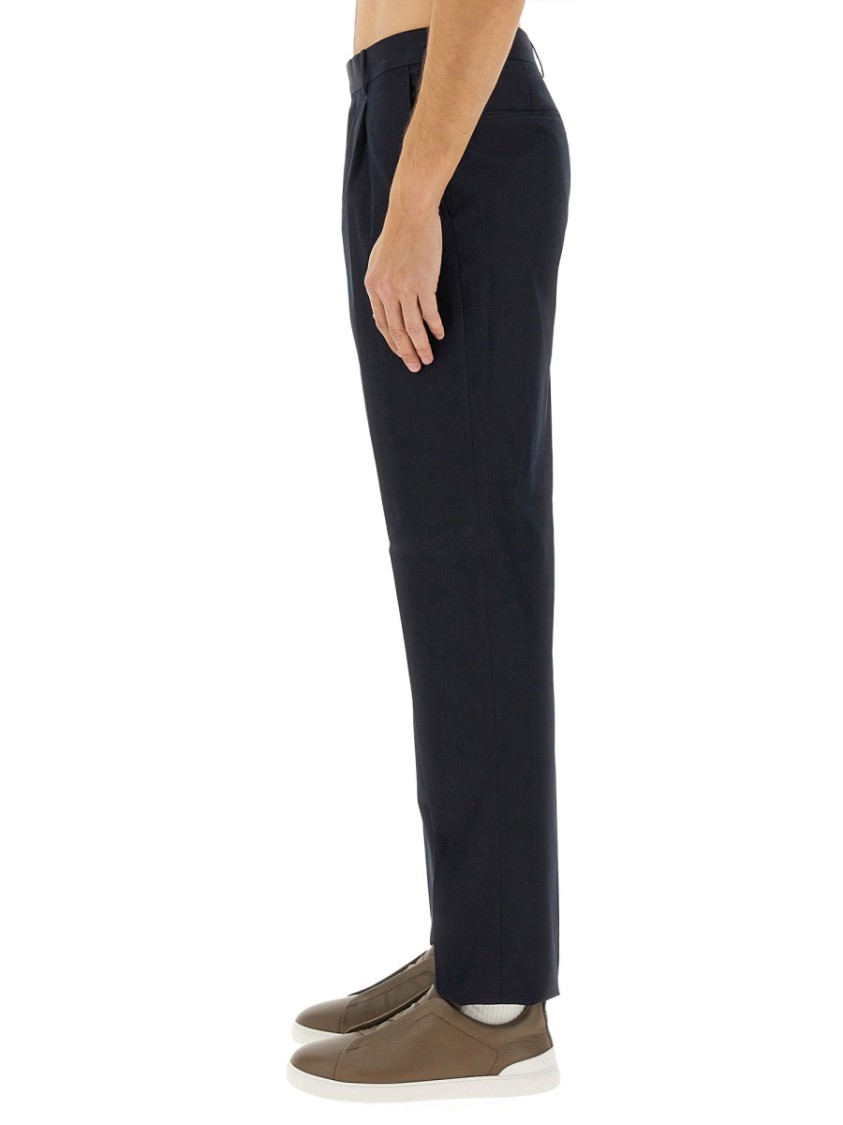 Shop Zegna Tailored Black Straight Leg Pants In Blue
