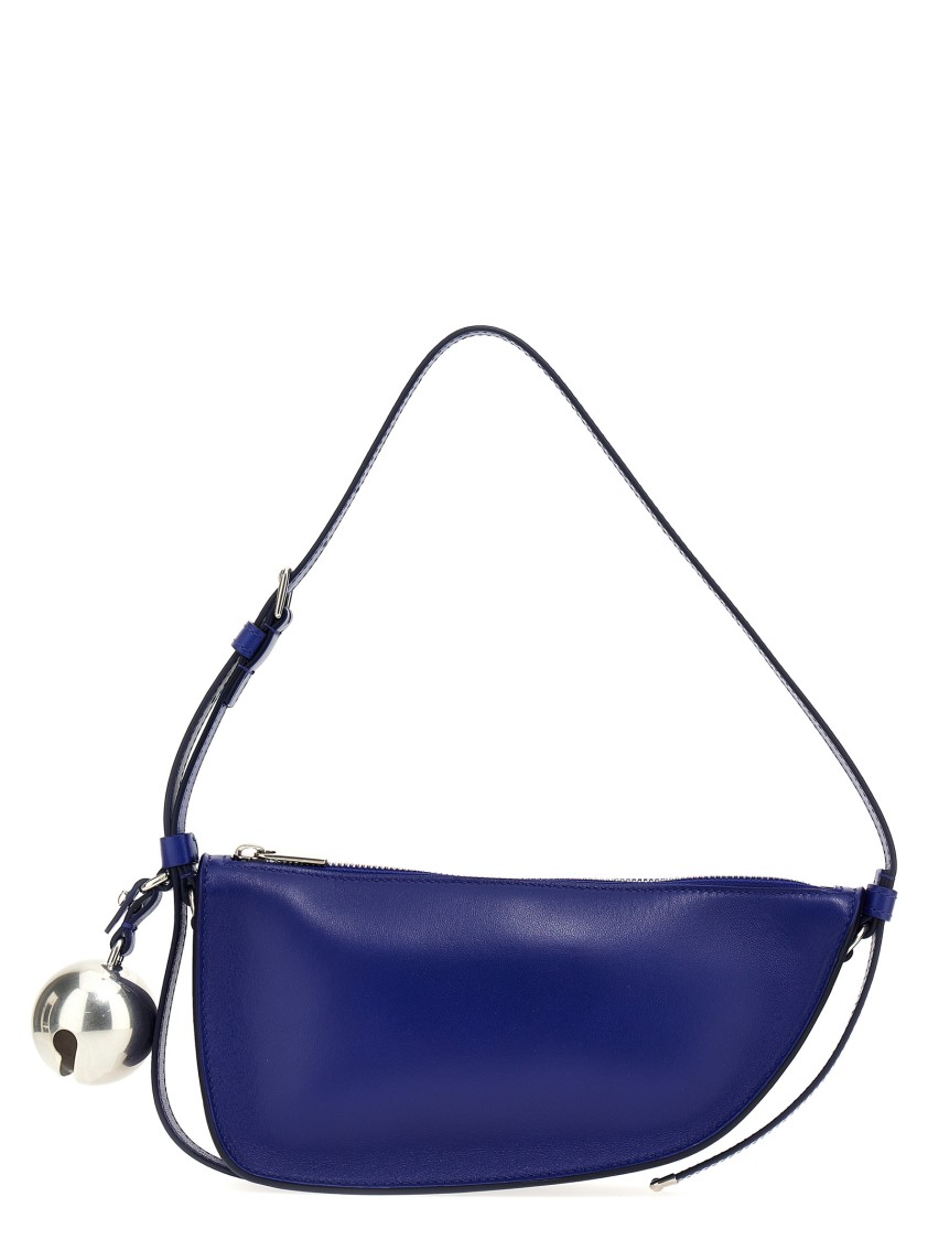 Burberry Leather Shield Sling Shoulder Bag With Silver-tone Charm In Blue