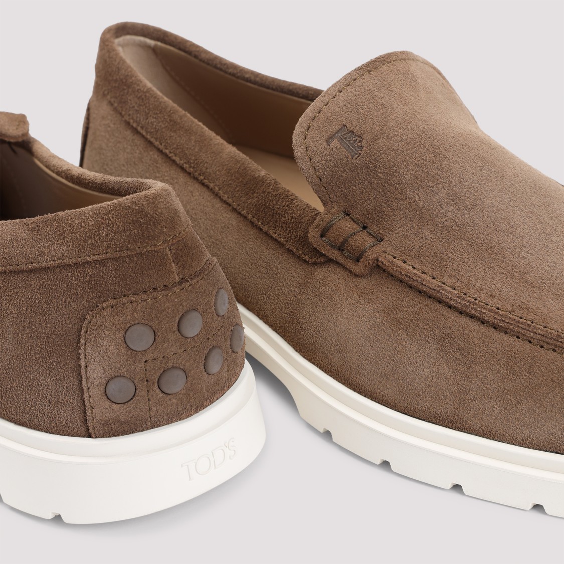 Tod's Chunky Rubber Sole Round Toe Loafers In Brown