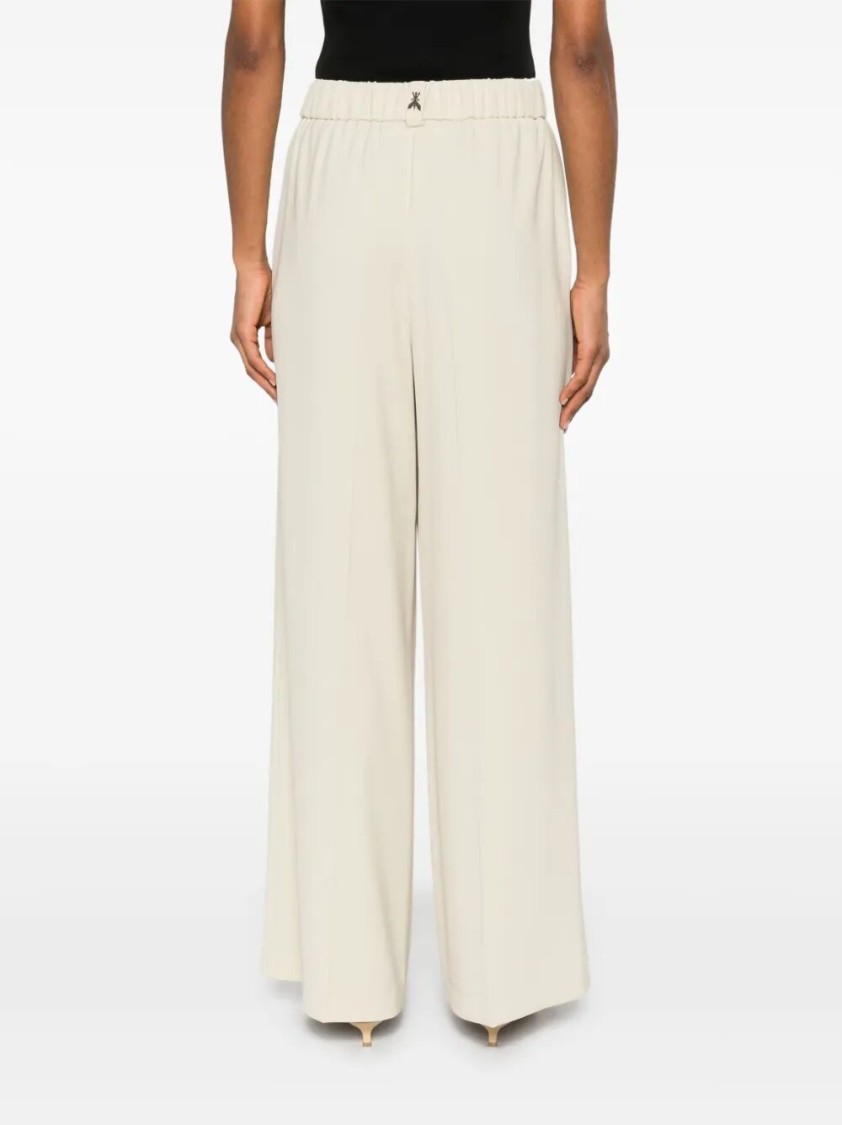 Patrizia Pepe Wide-leg High-waist Pants With Drawstring Closure In Neutral