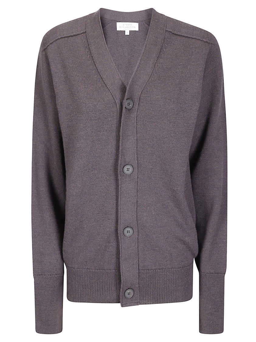 Studio Nicholson Extra-fine Merino Wool Cardigan In Gray