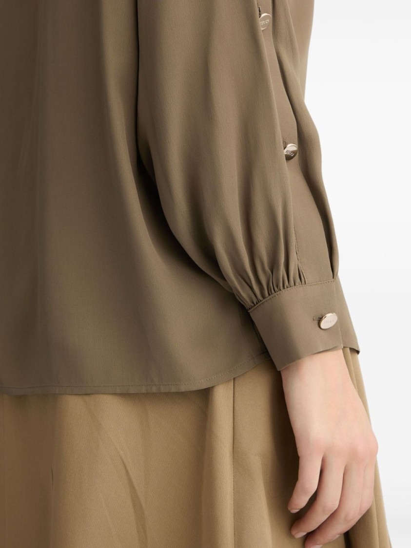 Liu •jo Liu Jo Green Shirt With Classic Collar In Brown