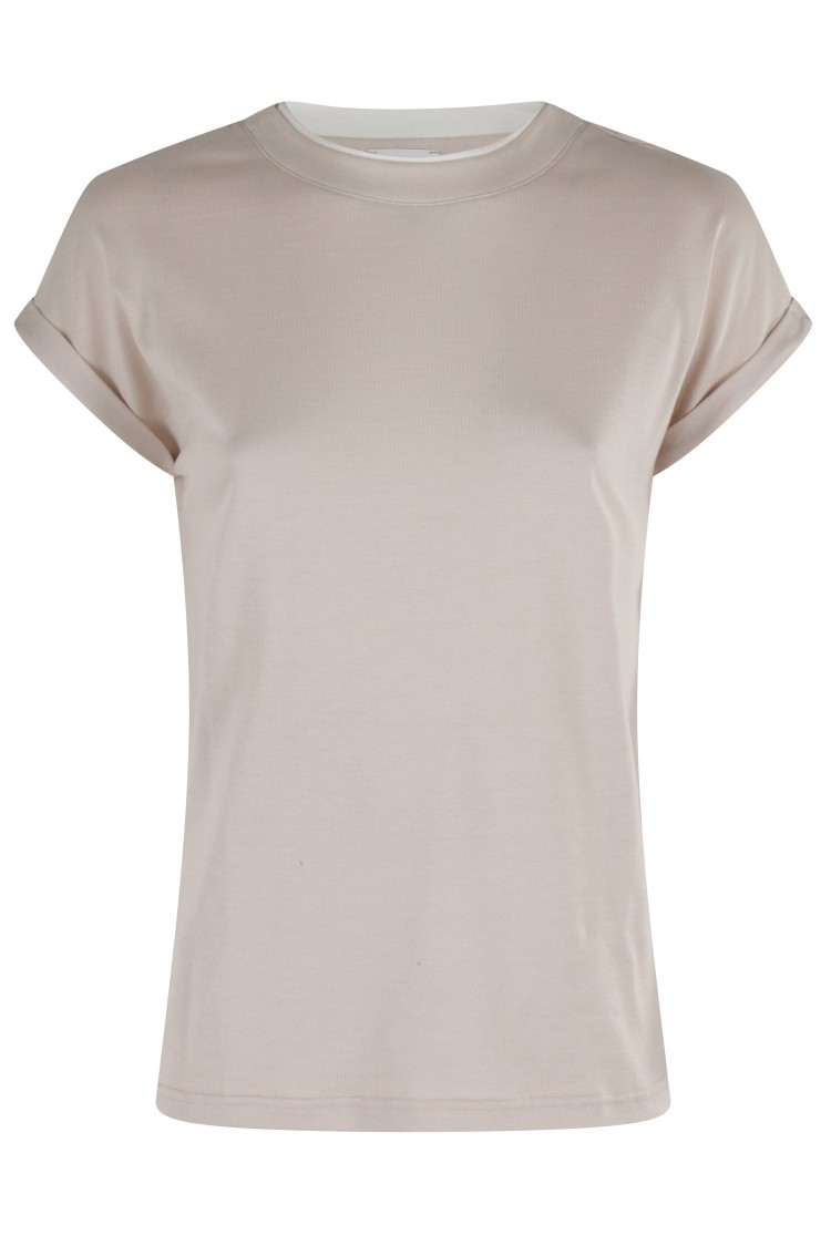 Eleventy Rolled-cuff Cotton T-shirt In Neutral