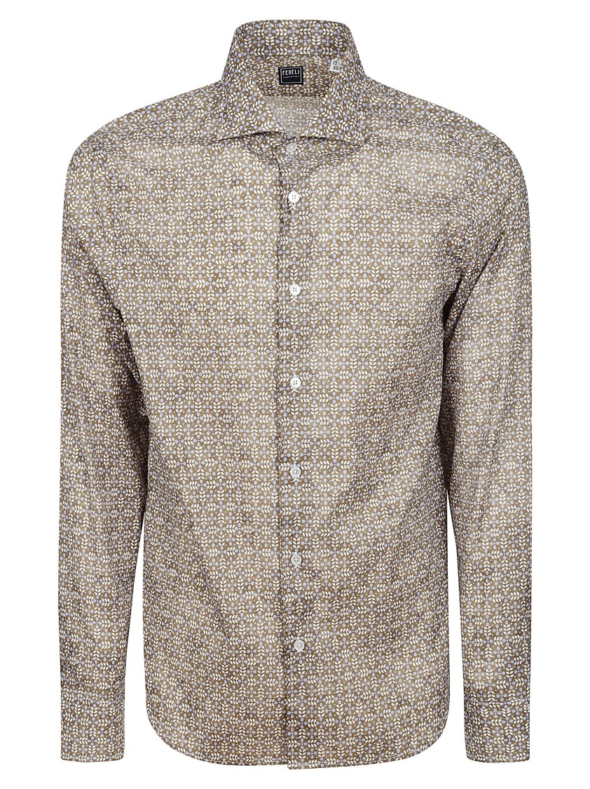 Fedeli Long-sleeved Cotton Shirt With Floral Pattern