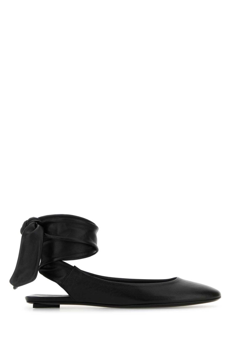 Attico The  Pointed Toe Black Leather Slippers