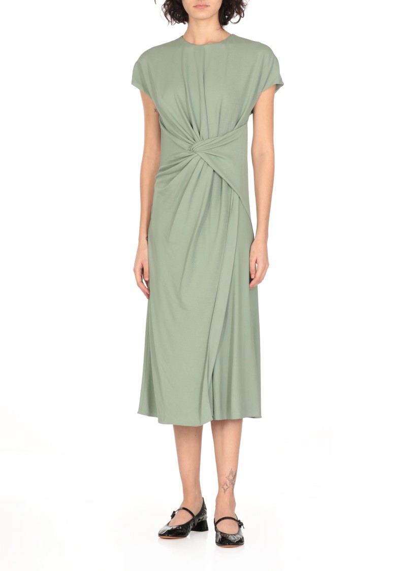 Lanvin Green Robe Viscose Midi Dress In Green