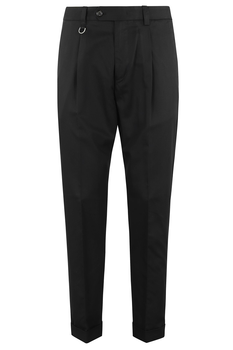 Paolo Pecora Relaxed Fit Chinos With Ankle Cuffs In Black