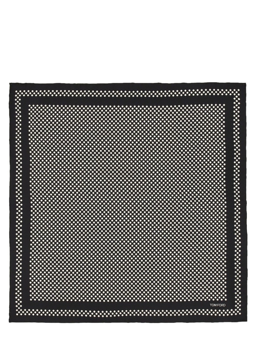 Tom Ford Signature Patterned Silk Scarf With Contrasting Border