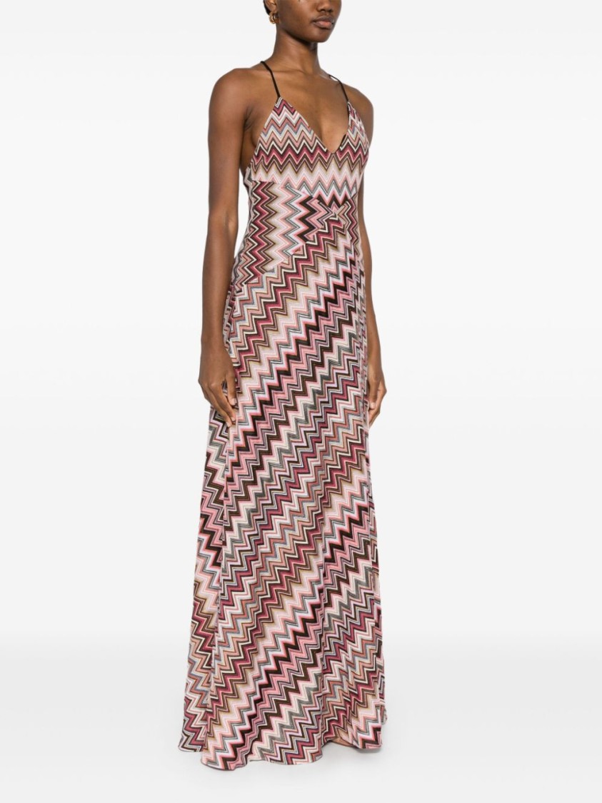 Shop Missoni Multicolour Maxi Dress In Pink