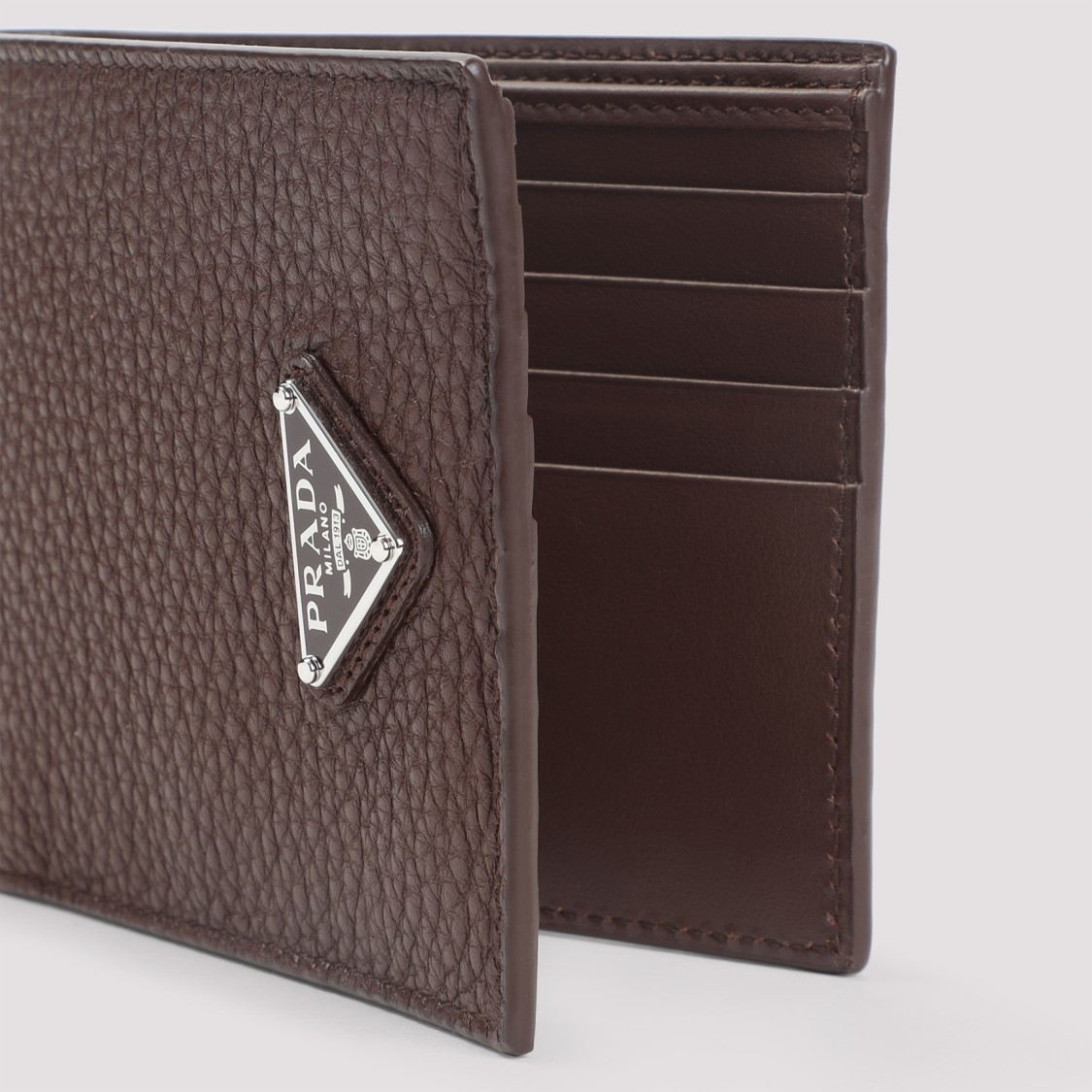 Prada Black Grained Calf Leather Billford Wallet