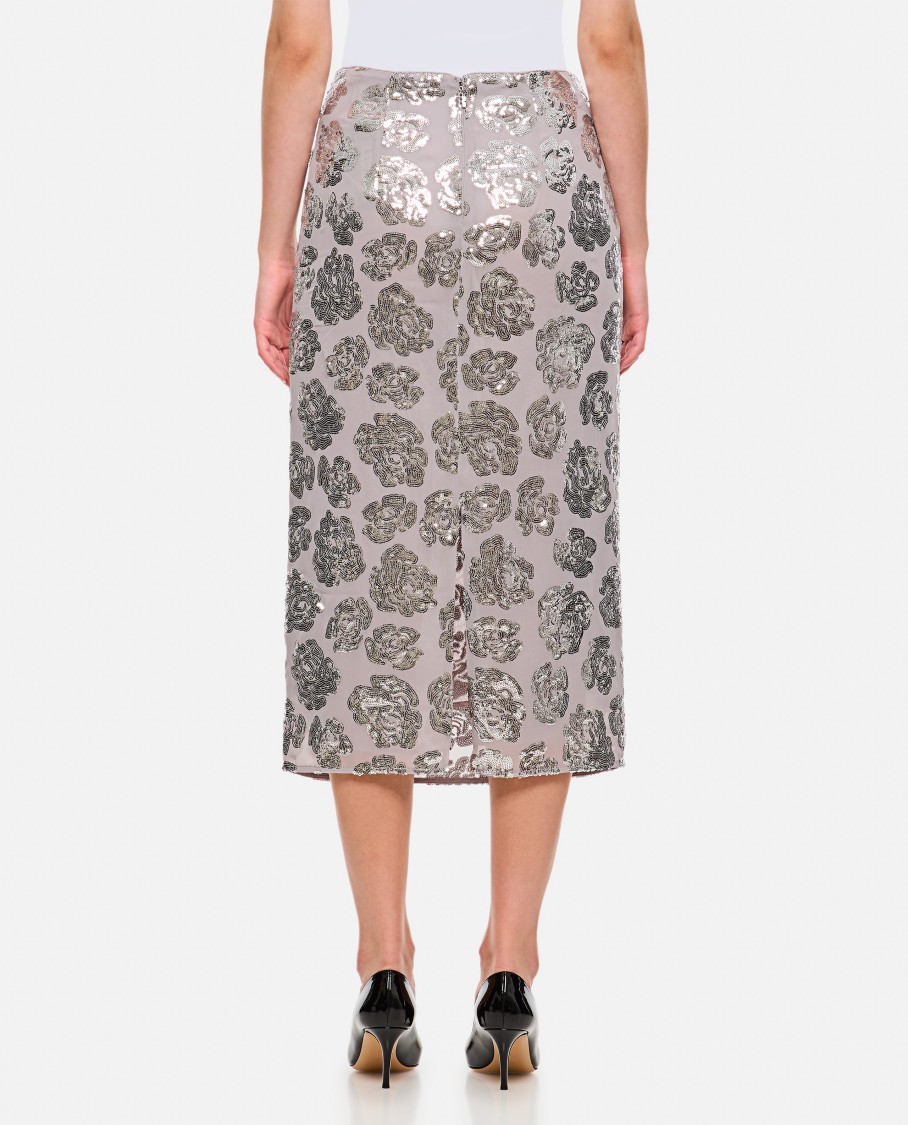Rotate Birger Christensen Sequin Chiffon Skirt In Silver