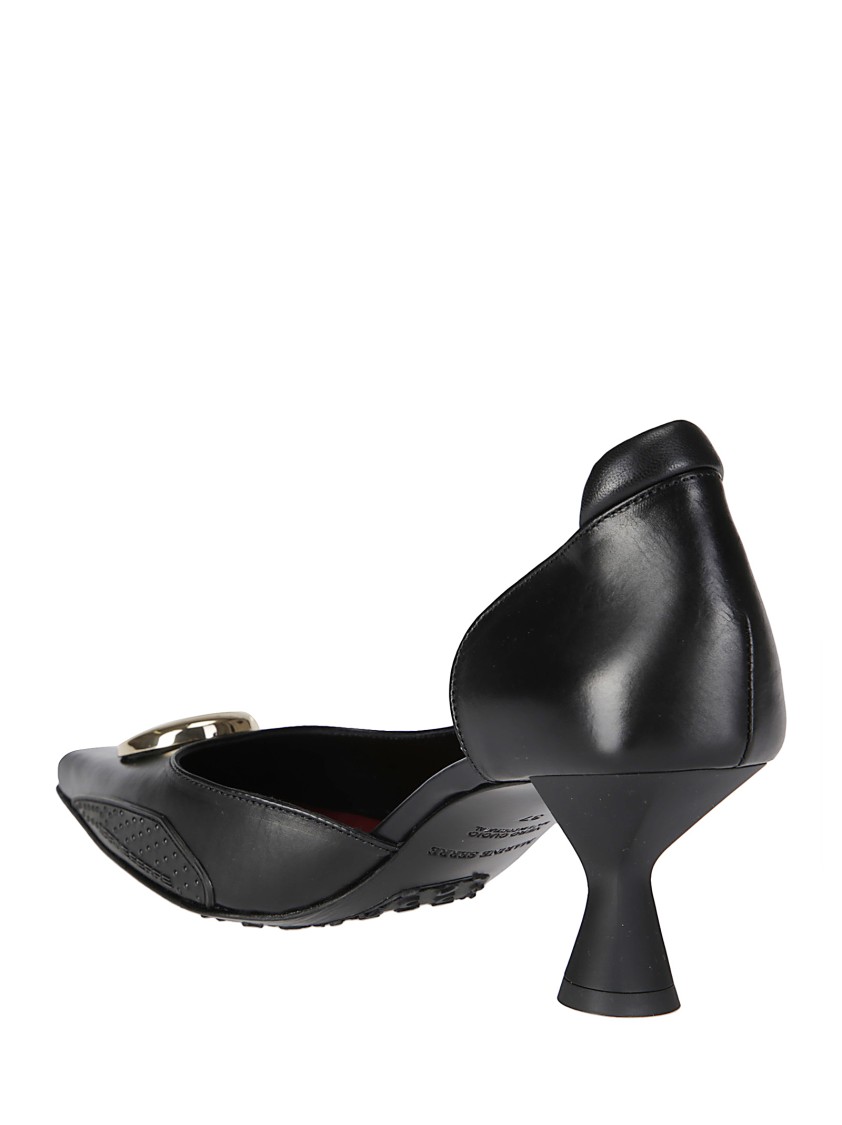 Marine Serre Black Slip-on Shoe With Gold Logo Plaque