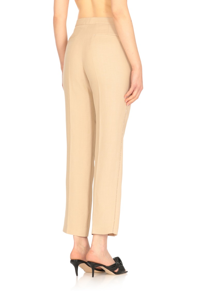 Fabiana Filippi Beige Viscose And Linen Pants