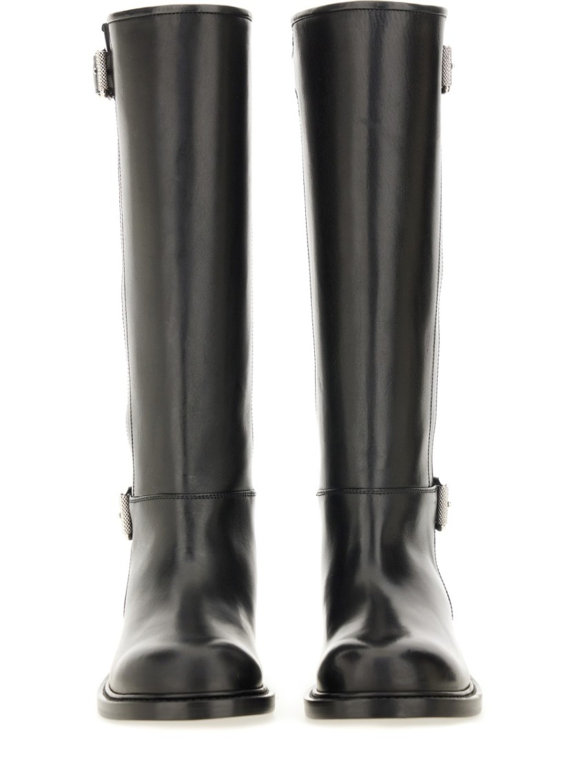 Givenchy Voyou Leather Buckle Tall Moto Boots
