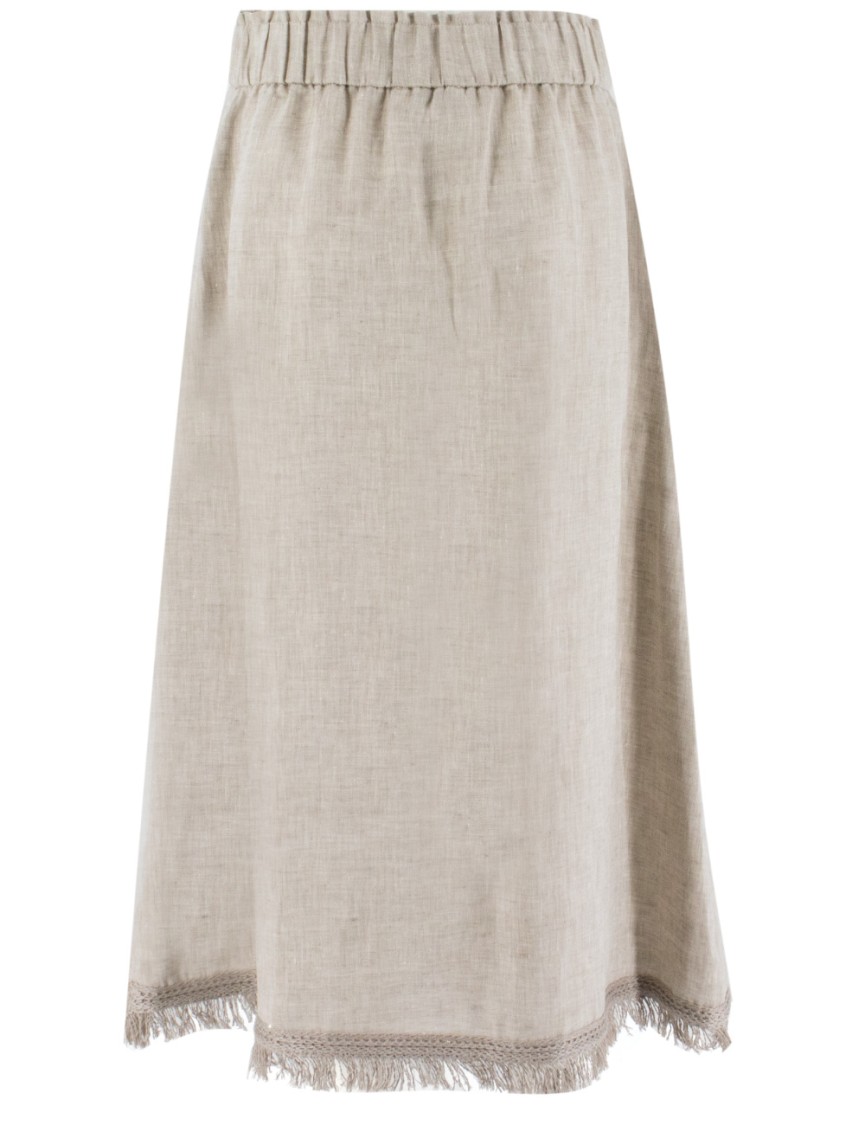 Le Tricot Perugia Long Linen Skirt With Elasticated Waist