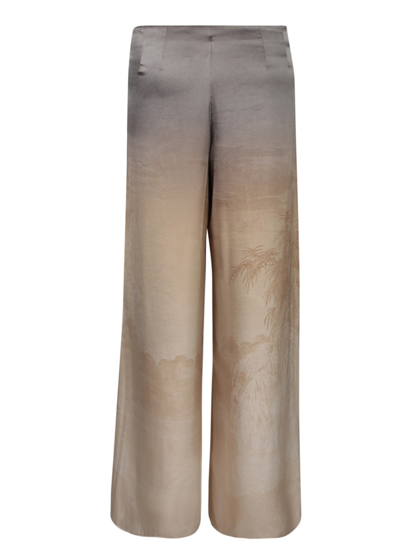 Pierre-louis Mascia Wide-leg Beige Trousers With Artistic Landscape Print