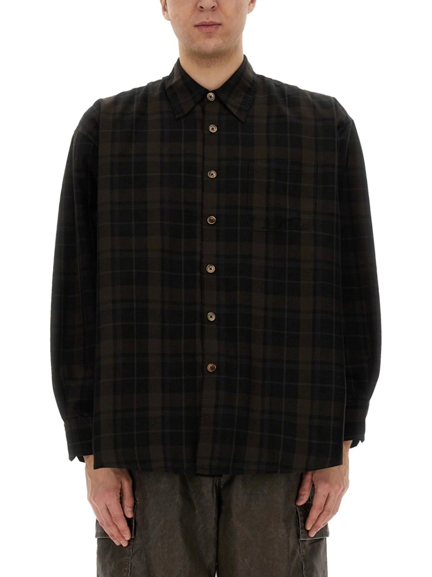 Our Legacy Borrowed Plaid Button-up Shirt In Brown