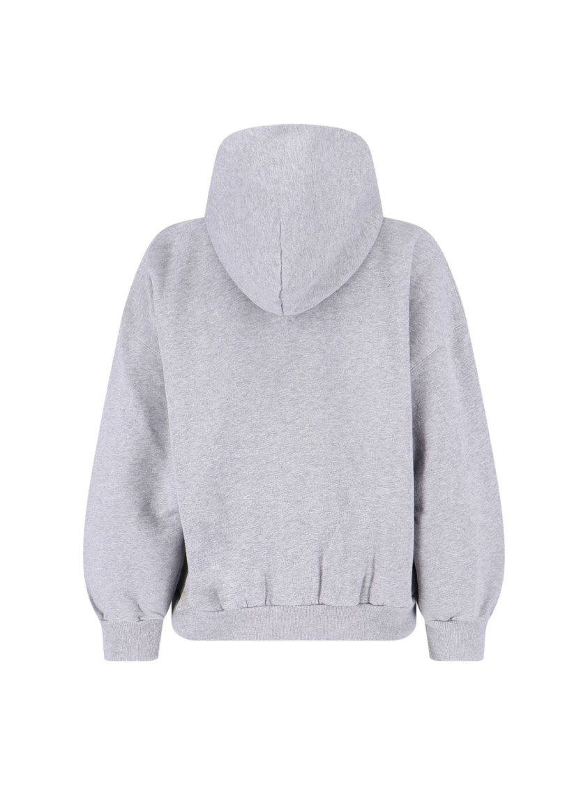 Balenciaga Zip Front Hoodie With Contrast Logo And Ribbed Details In Gray