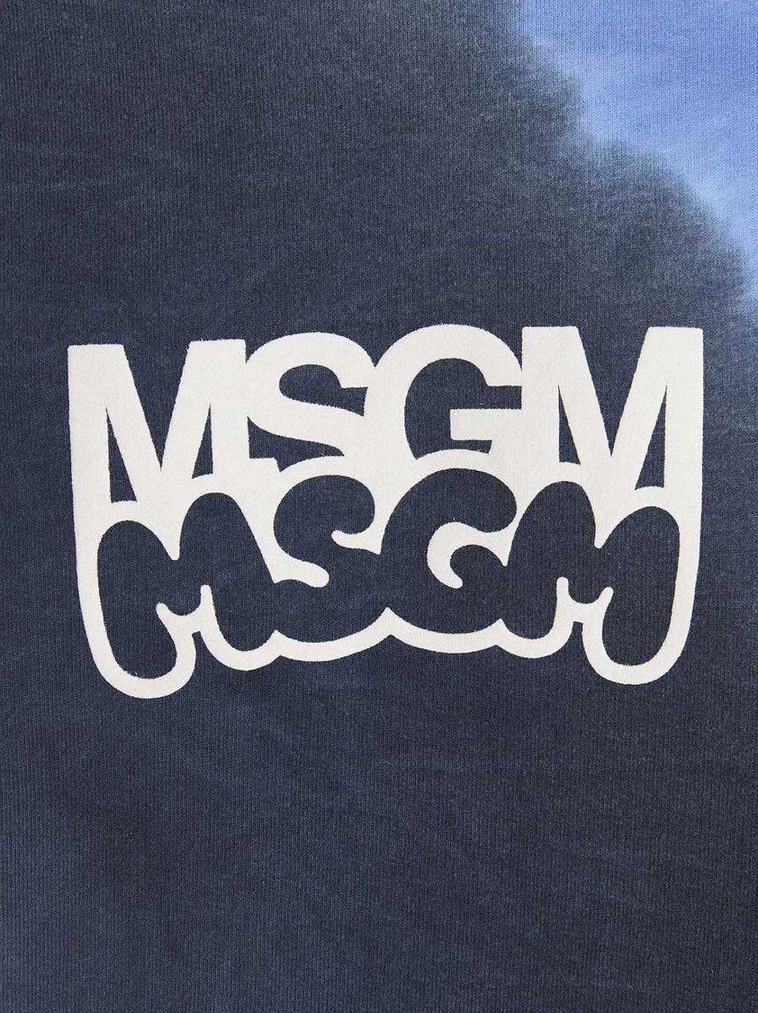 Msgm Burro Studio Logo Print Tie Dye Sweatshirt In Gray