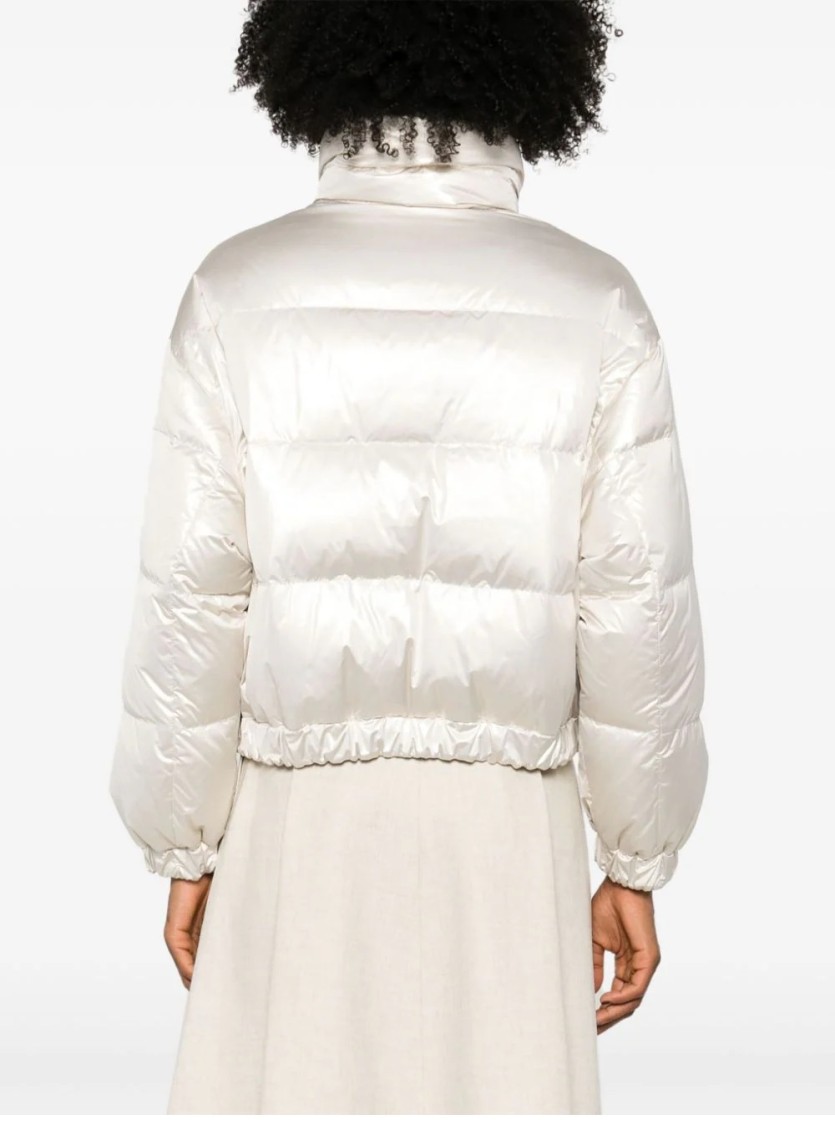 Brunello Cucinelli Reversible Down Jacket With High Collar In White