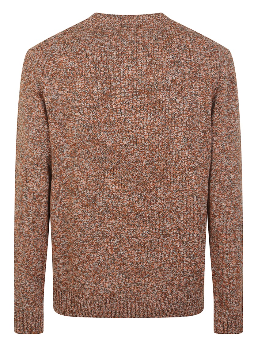 Zanone Olive-orange Melange Wool Sweater With Ribbed Hem And Cuffs In Brown