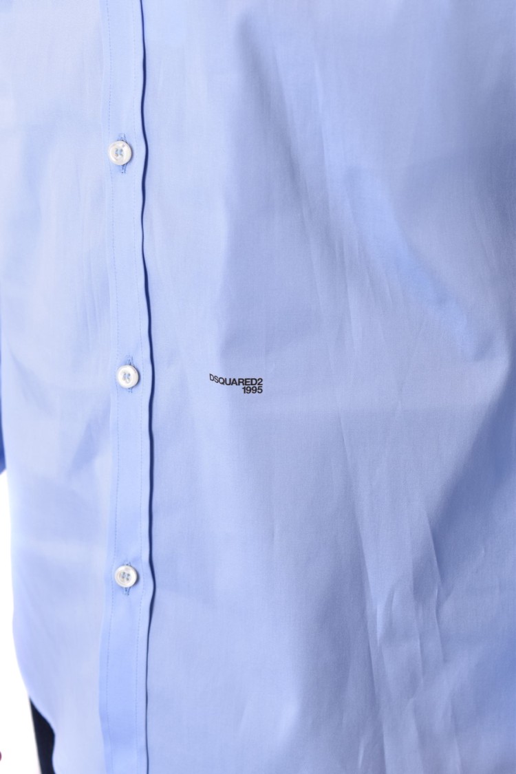 Dsquared2 Button-down Blue Shirt With Smooth Texture