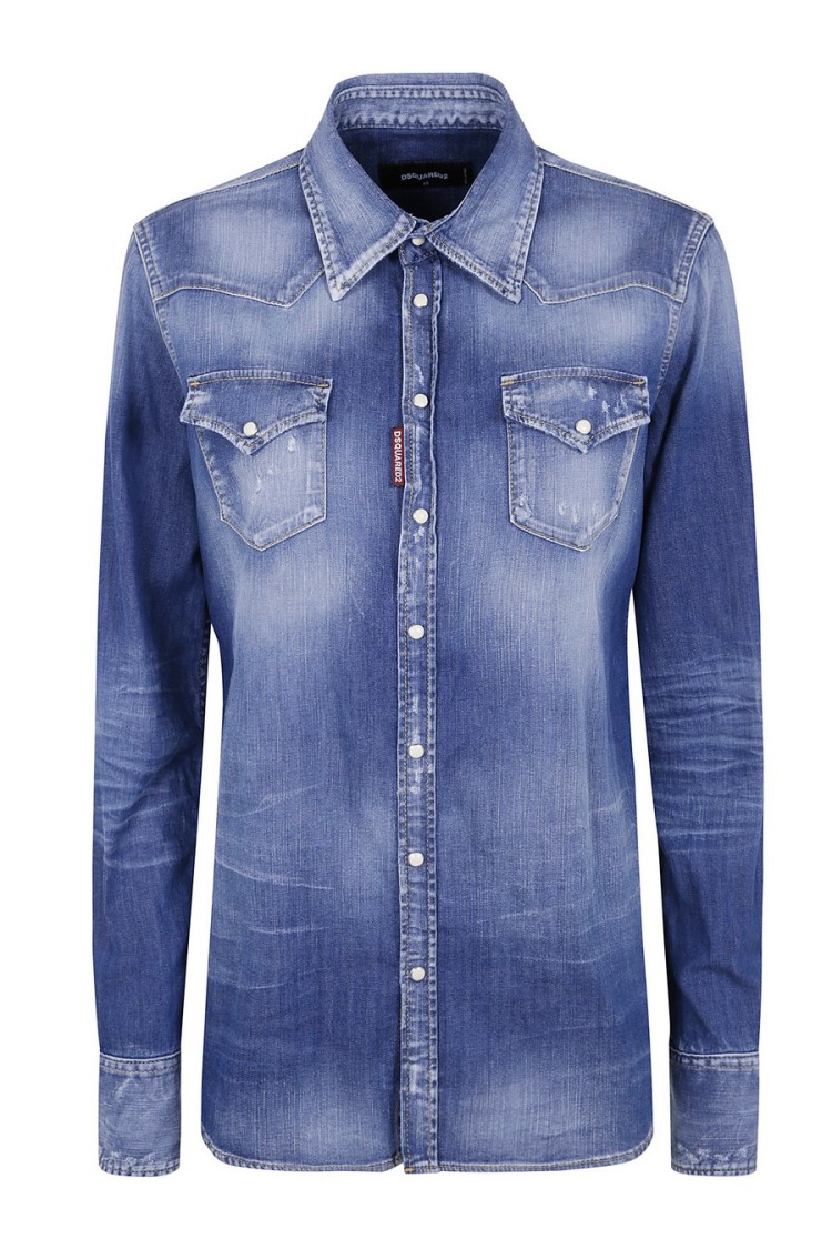 Dsquared2 Denim Shirt With Chest Pockets In Blue