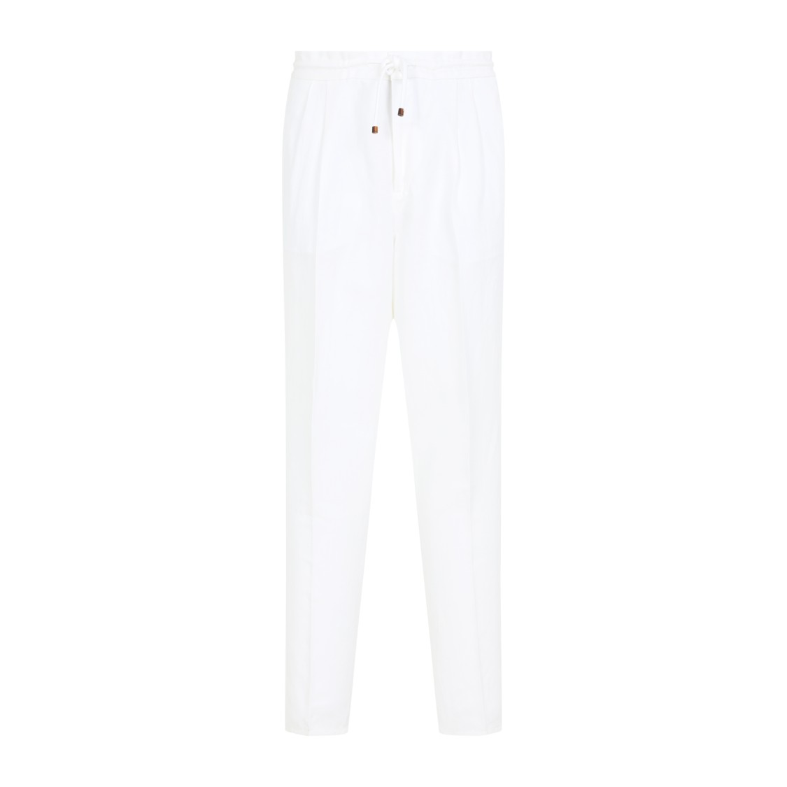 Brunello Cucinelli Linen Blend Drawstring Trousers In White