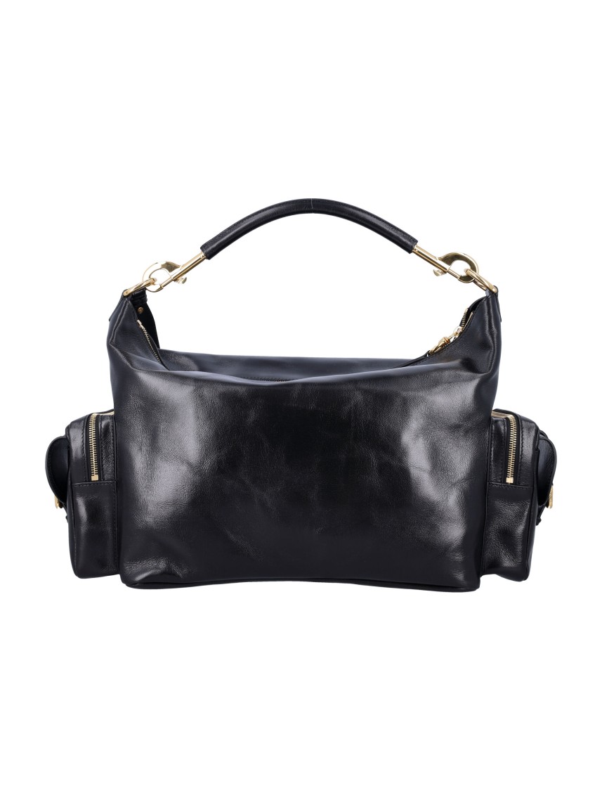Chloé Camera Medium Shoulder Bag In Croc-embossed Calfskin In Black