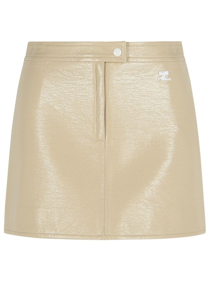 Courrèges Reedition' Ivory Cotton Blend Miniskirt In Neutral