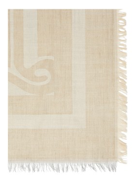 Max Mara Grammo Stole In Ivory Linen Yarn Scarf | THE LIST