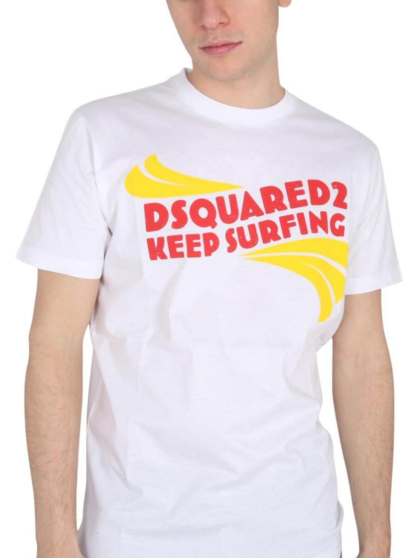 Dsquared2 Keep Surfing Cotton T-shirt In White