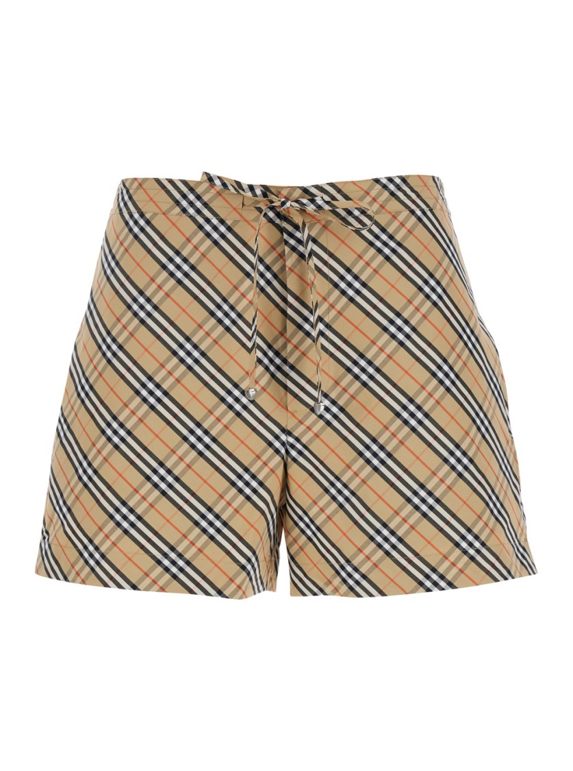 Shop Burberry Beige Check Shorts In Neutrals